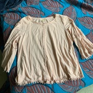 Soft pink bell sleeve blouse